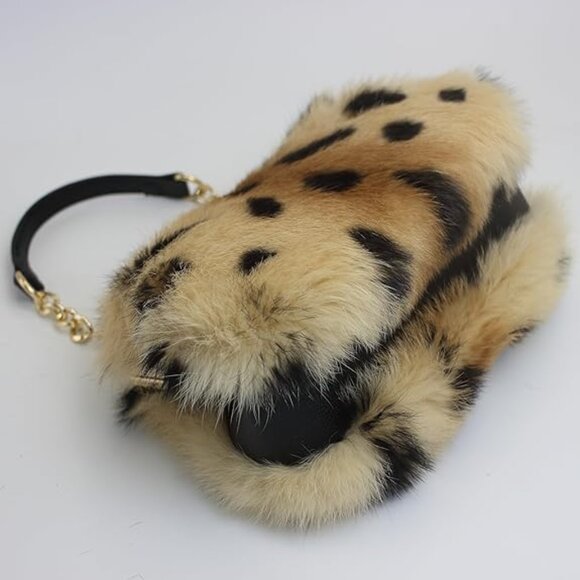 Neiman Marcus Elegant Golden Cheetah Print Handbag - Picture 4 of 7